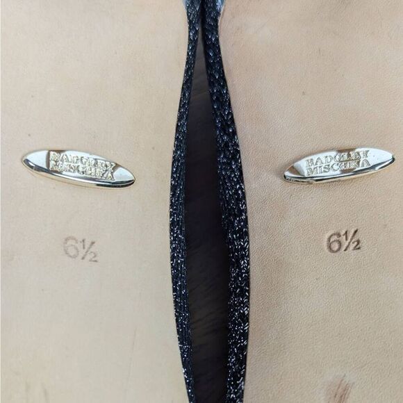 Badgley Mischka Viva Peep Toe Sock Bootie Heels Women’s Size 6.5 Black Silver - Picture 14 of 15